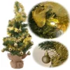 LS-LebenStil Deko Weihnachtsbaum 60cm Gold 20 LED Geschmückt Sockel Tannenbaum Tisch-Deko