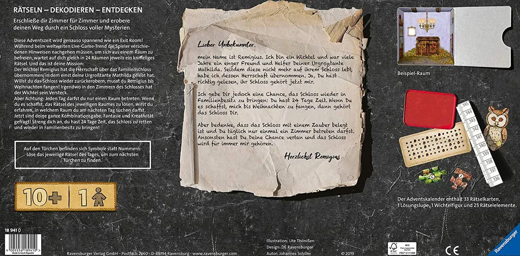Ravensburger Exit Adventskalender - Das Geheimnisvolle Schloss 18941 2 Ravensburger Exit Adventskalender - Das Geheimnisvolle Schloss 18941 – Bild 2