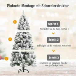 COSTWAY 180cm Verschneiter Weihnachtsbaum Schmal, Künstlicher Tannenbaum Kunstbaum Mit Schneefall, 570 Zweigen & Klappbarem Metallständer Christbaum Für Weihnachten Deko -Künstliche Weihnachtsbäume das Geschäft 0381cd447765b51a40378cf375fa66a2