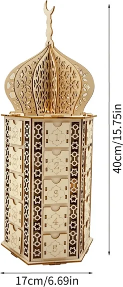 Ramadan Kalender Lampe, Eid Mubarak Adventskalender Mondsternlampe, Muslimische Countdown Kalender Aus Holz Mit 30 Schubladen, Mubarak Kalendertischdekoration Mit LED-Beleuchtung -Künstliche Weihnachtsbäume das Geschäft 0448937416e5cd62bf80566b224551b5
