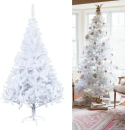 EINFEBEN 150cm Weihnachtsbaum Kuenstlicher Kunstbaum Tannenbaum Deko Christbaum PVC Künstliche Weihnachtsbäume,Weiß
