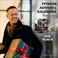 Fitness Adventskalender HERO BODY Proteinreiche Snacks, Fitness Tools, 24x Video Workouts -Künstliche Weihnachtsbäume das Geschäft 069b8bd3e12192c4216ab53e64f75809