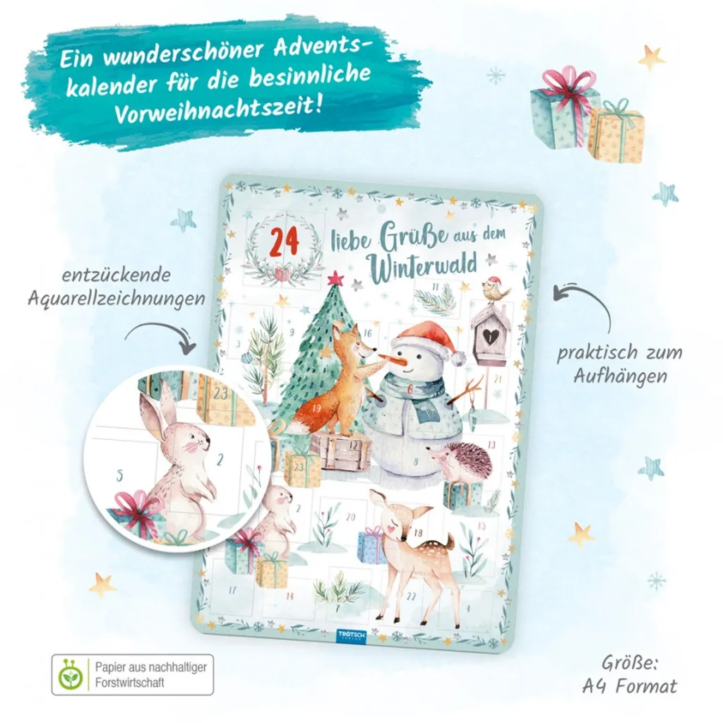 Adventskalender Winterwald Für Kinder Mit Extra Ausmalbild Gr. A4 5 Adventskalender Winterwald Für Kinder Mit Extra Ausmalbild Gr. A4 – Bild 5