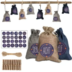 Lospitch Adventskalender Stoffsaeckchen Zum Befuellen Weihnachtskalender Beutel Spielzeug
