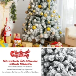 COSTWAY 180cm Künstlicher Weihnachtsbaum Mit Schnee, Verschneiter Christbaum 568 PVC-Zweigen Mit Metallständer, Schneebedeckter Tannenbaum Weiß 7 COSTWAY 180cm Künstlicher Weihnachtsbaum Mit Schnee, Verschneiter Christbaum 568 PVC-Zweigen Mit Metallständer, Schneebedeckter Tannenbaum Weiß -Künstliche Weihnachtsbäume das Geschäft 121eb01358db0c17975dd7dcadf02a65