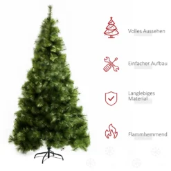 HOMCOM Künstlicher Weihnachtsbaum 2,1 M Christbaum Tannenbaum 505 Äste Dichte Zweige Einfacher Aufbau Authentischer Christbaum Mit Metallständer PET Metall Grün Ø90 X 210 Cm -Künstliche Weihnachtsbäume das Geschäft 156140996e18bc61b434f934627e995c