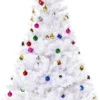 HOMCOM Weihnachtsbaum Künstlicher Christbaum Tannenbaum Baum 150cm Mit Ständer Inkl. Nachbildung (150cm, Weiß/Weihnachtsbaum 1)