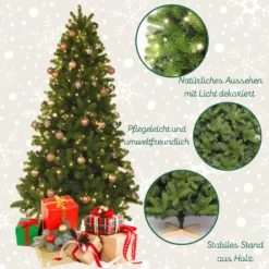 Vankel Künstlicher Weihnachtsbaum Mit LED- Beleuchtung Und Holzständer,180cm Tannenbaum. Luxus Qualität, Material PE -Künstliche Weihnachtsbäume das Geschäft 1819e177ba3b386ba61214cca655536c