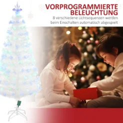 HOMCOM Weihnachtsbaum 1,2 M Christbaum Kunsttanne 130 Zweige Mit RGB Led-Leuchten Metallfuß PVC Weiß Ø45 X 120H Cm -Künstliche Weihnachtsbäume das Geschäft 18c0a71197373a64eb21d3e18f7f907f