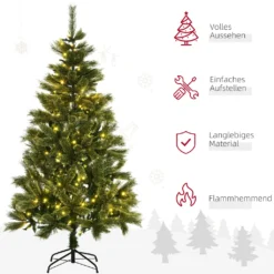 HOMCOM 180 Cm Weihnachtsbaum Mit Standfuß Künstlich Naturgetreu Tannenbaum Mit 586 Astspitzen 240 LED-Leuchten Weiß Lichtfarbe Für Weihnachtsfest PVC Eisen Grün -Künstliche Weihnachtsbäume das Geschäft 1c532fa5334d04492146fac14ff340fe