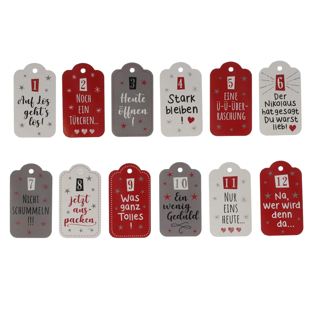Anhänger Adventskalender Sprüche, DIY, 24tlg, 4,5x8cm 3 Anhänger Adventskalender Sprüche, DIY, 24tlg, 4,5x8cm – Bild 3