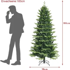 COSTWAY 180cm Künstlicher Weihnachtsbaum, Unbeleuchteter Tannenbaum, Christbaum Mit 1462 PE- & PVC-Zweigen & Metallständer, Kunstbaum Für Innen- Und Außenbereich -Künstliche Weihnachtsbäume das Geschäft 1df5c7272aabce85ac28f97dcd6b5c88