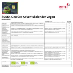 ROTH Gewürz-Adventskalender 'Vegane Rezepte' 2022 Gefüllt Mit 24 Hochwertigen Kräutern Und Kochbuch Mit Veganen Kochideen Für Den Advent -Künstliche Weihnachtsbäume das Geschäft 1f7aa5b1518bb63ccec82d30301ed409
