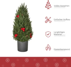 HOMCOM Weihnachtsbaum 50 Cm Christbaum Zypressen-Weihnachtsbaum Mit 7 Roten Beeren Und 6 Tannenzapfen Kunsttanne 170 Zweige Für Tisch Und Schreibtisch PVC PE Grün Ø27 X 47 Cm -Künstliche Weihnachtsbäume das Geschäft 20f3592ae4b1e86da7cfcebe9189bac4