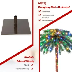 COSTWAY 180 Cm Künstliche Palme Beleuchtet, Kunstbaum Mit 210 Vierfarbigen LED-Leuchten, Weihnachtspalme Mit 64 PVC-Spitzen & Metallständer, Lichterbaum Für Weihnachten Karneval, Zuhause Und Büro -Künstliche Weihnachtsbäume das Geschäft 247304051a5aef5e6c0feae5a18c2129
