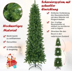 COSTWAY 225 Cm Künstlicher Weihnachtsbaum Bleistift, LED Beleuchteter Tannenbaum, Christbaum Für Weihnachten, Grün -Künstliche Weihnachtsbäume das Geschäft 25db0351f7372ce3b798ff308fa1e010