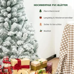 COSTWAY 135 Cm Schneebeflockter Weihnachtsbaum, Künstlicher Tannenbaum Mit 295 Spitzen Und 150 Warmweißen LED-Leuchten, Christbaum Mit Metallständer, Weiß -Künstliche Weihnachtsbäume das Geschäft 2efaf53717fd96490c53ef0e61ac2d9b