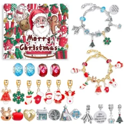 Weihnachten Adventskalender Weihnachts Countdown DIY Armband Kit 24 Tage WeihnachtsarmbandEin Weihnachtsgeschenk Für Mädchen
