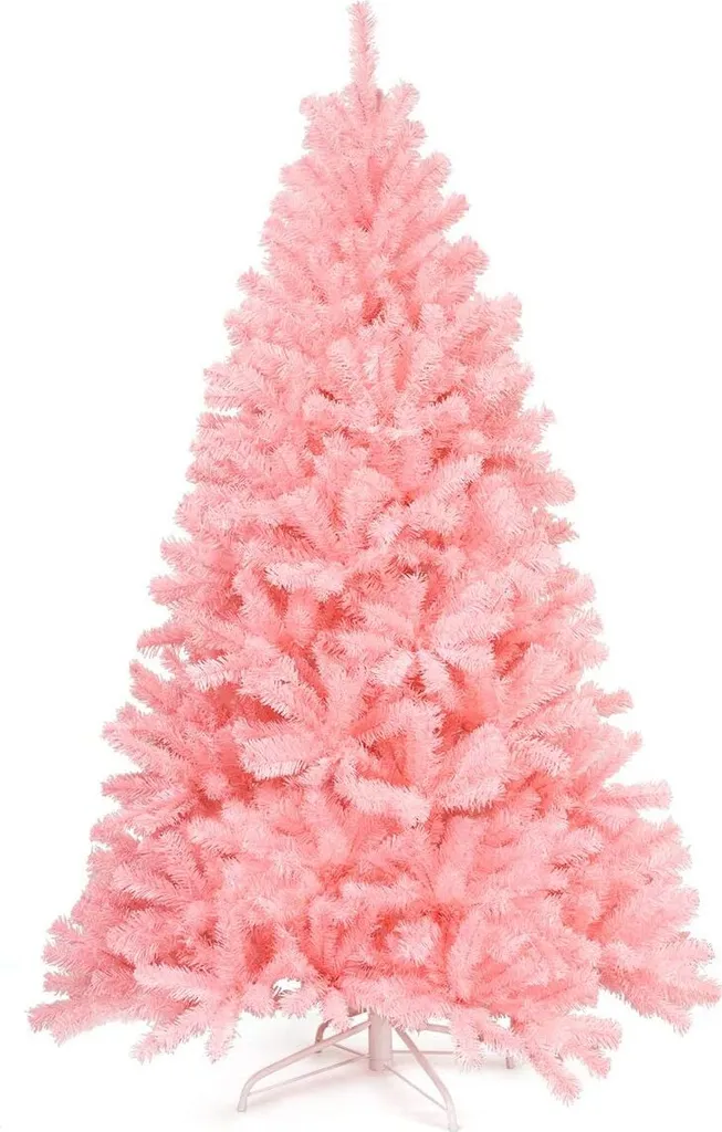 COSTWAY 180cm Künstlicher Weihnachtsbaum Rosa, Tannenbaum Mit Metallständer, Christbaum 1036 Spitzen PVC Spitzen, Kunstbaum Weihnachten Klappsystem Ideal Für Zuhause, Büro, Geschäfte Und Hotels 1 COSTWAY 180cm Künstlicher Weihnachtsbaum Rosa, Tannenbaum Mit Metallständer, Christbaum 1036 Spitzen PVC Spitzen, Kunstbaum Weihnachten Klappsystem Ideal Für Zuhause, Büro, Geschäfte Und Hotels