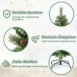 COSTWAY 180cm Weihnachtsbaum Künstlich, Christbaum Mit Metallständer & 61 Tannenzapfen & 878 Spitzen, Tannenbaum Schnellaufbau Klappsystem, Für Zuhause, Büro & Außenbereich, PVC, Grün 10 COSTWAY 180cm Weihnachtsbaum Künstlich, Christbaum Mit Metallständer & 61 Tannenzapfen & 878 Spitzen, Tannenbaum Schnellaufbau Klappsystem, Für Zuhause, Büro & Außenbereich, PVC, Grün -Künstliche Weihnachtsbäume das Geschäft 344da7a2a746832f70281cfc9845eb77