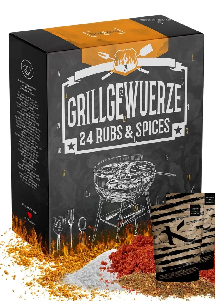 BBQ Kalender Grill-Adventskalender 2022 I BBQ-Adventskalender Für Grillfans In BIO-Qualität I 24 Feine Gewürzspezialitäten I Geschenkset 1 BBQ Kalender Grill-Adventskalender 2022 I BBQ-Adventskalender Für Grillfans In BIO-Qualität I 24 Feine Gewürzspezialitäten I Geschenkset