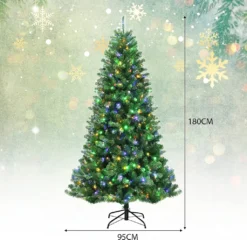 COSTWAY 180cm LED Künstlicher Weihnachtsbaum Mit 9 Lichtmodi Und 5 Farbwechsel, Christbaum 845 Spitzen PVC Nadeln, Tannenbaum Mit Metallständer, Kunstbaum Weihnachten Klappsystem, Grün -Künstliche Weihnachtsbäume das Geschäft 36d8314a74bc5c68edac541eb2720670