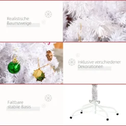 HOMCOM Weihnachtsbaum Künstlicher Christbaum Tannenbaum Baum 150cm Mit Ständer Inkl. Nachbildung (150cm, Weiß/Weihnachtsbaum 1) -Künstliche Weihnachtsbäume das Geschäft 37621a6fe80fc4033f6995089c5f119d