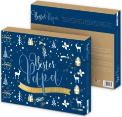 Itenga Adventskalender Gefüllt "Bester Papa" Blau Gold