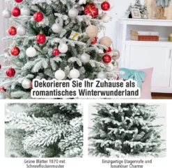 COSTWAY 180cm Künstlicher Weihnachtsbaum Mit Schnee, Tannenbaum Mit Metallständer, Christbaum 1870 PVC&PE Zweigen, Kunstbaum Weihnachten Klappsystem Ideal Für Zuhause, Büro, Geschäfte 7 COSTWAY 180cm Künstlicher Weihnachtsbaum Mit Schnee, Tannenbaum Mit Metallständer, Christbaum 1870 PVC&PE Zweigen, Kunstbaum Weihnachten Klappsystem Ideal Für Zuhause, Büro, Geschäfte -Künstliche Weihnachtsbäume das Geschäft 383c6a51775d6bc20bc8b2a9f87bf6e8
