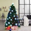 COSTWAY 180 Cm LED Weihnachtsbaum Beleuchtet Mit Glasfaser-Farbwechsel Künstlicher Tannenbaum Grün