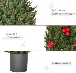 HOMCOM Weihnachtsbaum 50 Cm Christbaum Zypressen-Weihnachtsbaum Mit 7 Roten Beeren Und 6 Tannenzapfen Kunsttanne 170 Zweige Für Tisch Und Schreibtisch PVC PE Grün Ø27 X 47 Cm -Künstliche Weihnachtsbäume das Geschäft 3956702c2d9916de48d278e501f034d9