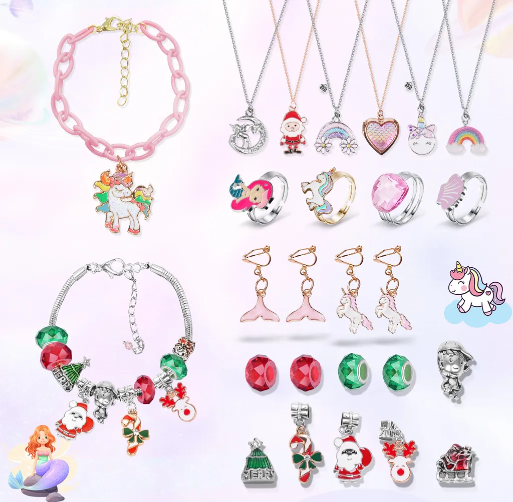 Schmuck Adventskalender 2022 Kinder, Einhorn Weihnachtskalender Kit, 24 Tage Mit Halskette Ringe Ohrringe Armband DIY Countdown Kalender Überraschungen Weihnachten Geschenk Für Mädchen Ab 5 Jahre 2 Schmuck Adventskalender 2022 Kinder, Einhorn Weihnachtskalender Kit, 24 Tage Mit Halskette Ringe Ohrringe Armband DIY Countdown Kalender Überraschungen Weihnachten Geschenk Für Mädchen Ab 5 Jahre – Bild 2