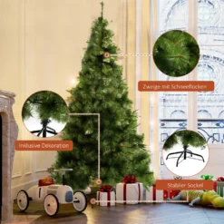 HOMCOM Künstlicher Weihnachtsbaum 2,1 M Christbaum Tannenbaum 505 Äste Dichte Zweige Einfacher Aufbau Authentischer Christbaum Mit Metallständer PET Metall Grün Ø90 X 210 Cm -Künstliche Weihnachtsbäume das Geschäft 3df78aa46785fb9e63aca0778813eb99
