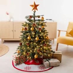 Navaris Weihnachtsbaumdecke Baumrock Rund - Unterlage Weihnachtsbaum Ständer Abdeckung - Christbaumdecke Tannenbaumdecke Christbaumschmuck Tannenbaum