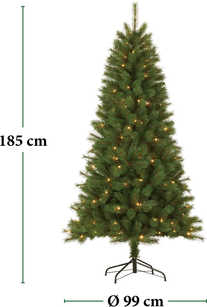 Giftsome Weihnachtsbaum - Künstlicher Weihnachtsbaum Mit LED-Beleuchtung - Klappbare Äste - Warmweißes Licht - 185 CM - Grün 6 Giftsome Weihnachtsbaum - Künstlicher Weihnachtsbaum Mit LED-Beleuchtung - Klappbare Äste - Warmweißes Licht - 185 CM - Grün – Bild 6