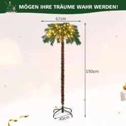COSTWAY 150 Cm Künstliche Palme Beleuchtet, Kunstbaum Mit 150 LED-Lichtern In Warmweiß, LED Baum Mit 63 Spitzen & Metallständer, Lichterbaum Für Weihnachten & Terrasse, Innen- Und Außendekoration 11 COSTWAY 150 Cm Künstliche Palme Beleuchtet, Kunstbaum Mit 150 LED-Lichtern In Warmweiß, LED Baum Mit 63 Spitzen & Metallständer, Lichterbaum Für Weihnachten & Terrasse, Innen- Und Außendekoration -Künstliche Weihnachtsbäume das Geschäft 47e2901997baf67dd610e723ddf59cec