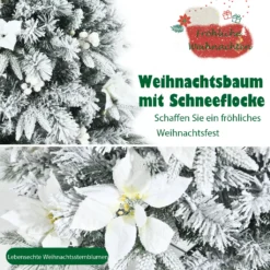 COSTWAY 150cm Künstlicher Weihnachtsbaum Mit Schnee, Tannenbaum Mit Klappsystem Und Metallständer, Schneebedeckter Christbaum PVC Nadeln, Kunstbaum Weihnachten Weiß -Künstliche Weihnachtsbäume das Geschäft 490a6689752cc7b1bc86525f41006fcd