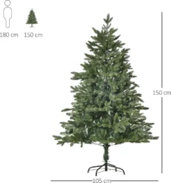 HOMCOM Künstlicher Weihnachtsbaum 1,5 M Christbaum Tannenbaum PVC PE Metall Grün Ø105 X 150 Cm -Künstliche Weihnachtsbäume das Geschäft 4ae988c841c35436650007b816cc6aa8