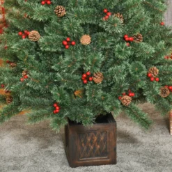 HOMCOM Künstlicher Weihnachtsbaum 1,8 M Christbaum Tannenbaum Mit Topf Und Deko PVC Metall Grün 90 X 90 X 180 Cm -Künstliche Weihnachtsbäume das Geschäft 4c70f0866d4620df75447e486487469f