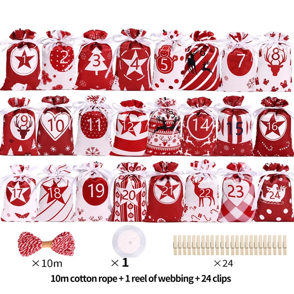 24 Stück Adventskalender Zum Befüllen Weihnachtskalender Weihnachten Säckchen,Adventskalender 2022, Rot 1 24 Stück Adventskalender Zum Befüllen Weihnachtskalender Weihnachten Säckchen,Adventskalender 2022, Rot