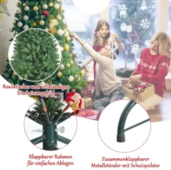 COSTWAY 180cm Künstlicher Weihnachtsbaum, Christbaum Glocke Design Mit 1130 üppigen Zweigen, Metallständer, 3-teiliger Tannenbaum Weihnachtsdekoration Für Zuhause Büro Geschäft Schule -Künstliche Weihnachtsbäume das Geschäft 518638939ec31dee5f3c2a6bf76544fe