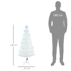 HOMCOM Weihnachtsbaum 1,2 M Christbaum Kunsttanne 130 Zweige Mit RGB Led-Leuchten Metallfuß PVC Weiß Ø45 X 120H Cm -Künstliche Weihnachtsbäume das Geschäft 52b0e7befbdc1f4da05f8c91164111a0