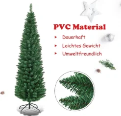 COSTWAY 150cm Bleistift Weihnachtsbaum, Künstlicher Tannenbaum Mit Metallständer, Christbaum PVC Nadeln, Kunstbaum Weihnachten Ideal Für Zuhause, Büro, Geschäfte Und Hotels, Grün -Künstliche Weihnachtsbäume das Geschäft 53267c498965139e63dfade5befde0e1