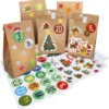 Adventskalender Zum Befüllen 25 Kraftpapiertüten + Zahlenaufkleber & Sticker Zum Selbstgestalten