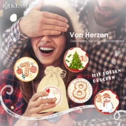 KESSER® Adventskalender Zum Befüllen 24 Jutebeutel Gedruckte Stoffbeutel Kinder Weihnachtskalender Zum Selber Befüllen Inkl.. 24x Schildchen + 1 Großer Aufbewahrungsbeutel Stoff, Farbe:Rot, Größe:14x10cm -Künstliche Weihnachtsbäume das Geschäft 5be371b4a3c30667703332beb2d0d6e1