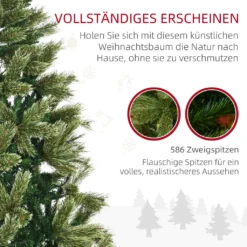 HOMCOM 180 Cm Weihnachtsbaum Mit Standfuß Künstlich Naturgetreu Tannenbaum Mit 586 Astspitzen 240 LED-Leuchten Weiß Lichtfarbe Für Weihnachtsfest PVC Eisen Grün -Künstliche Weihnachtsbäume das Geschäft 602b107a998c6f4a184654c99670bba6
