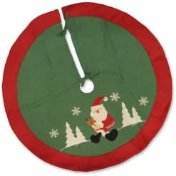 Unique Living | Lustiger Weihnachtsbaumrock Grüner Weihnachtsmann |Durchmesser 90 | Weihnachtsbaumtuch