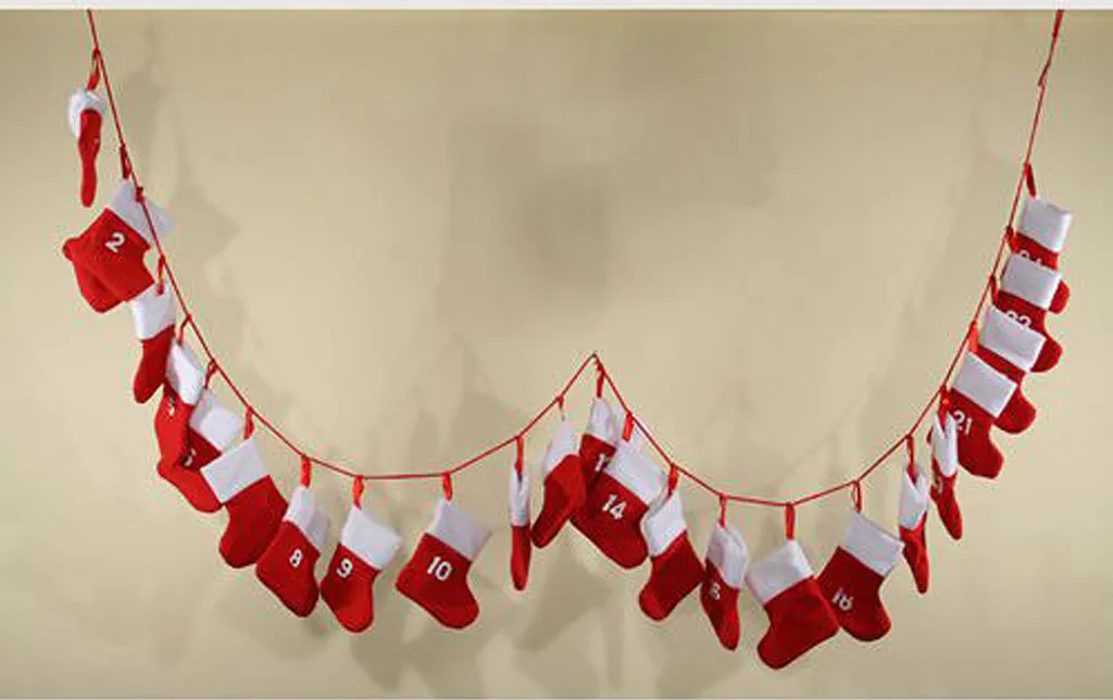 Adventskalender Socken Rot Zum Befüllen 1 Adventskalender Socken Rot Zum Befüllen