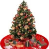 Weihnachtsbaum Rock Weihnachtsbaumdecke Rund Weihnachtsbaum Decke Groß Fell Christbaumdecke Christbaumständer Teppich Baumdecke Weihnachtsbaum Deko,100cm, Rot