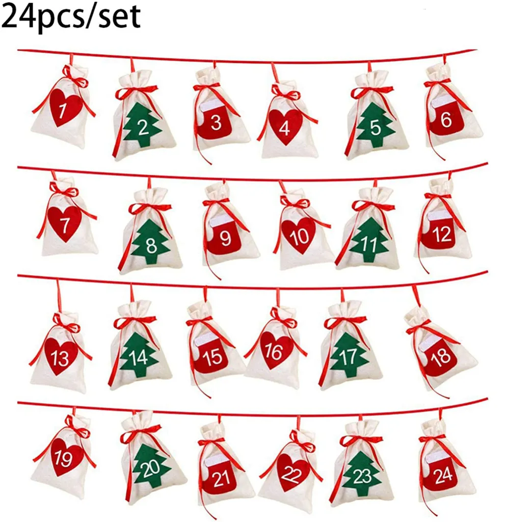 Adventskalender Zum Befüllen – Mit 24 Weihnachtlichen Filzbeuteln Und Zahlen-Aufklebern Für Männer, Frauen Und Paare 1 Adventskalender Zum Befüllen – Mit 24 Weihnachtlichen Filzbeuteln Und Zahlen-Aufklebern Für Männer, Frauen Und Paare